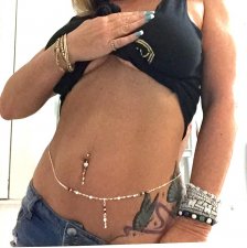 Floral drop dangle with swarovski crystals adjustable belly cha